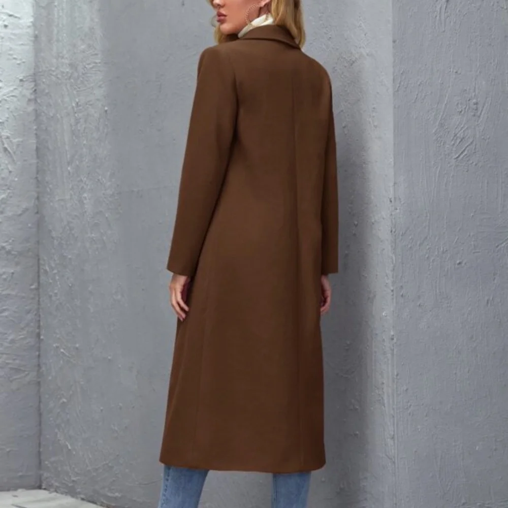 Cozy Camel Tan wide collar coat jacket trench PeaCoat - Picture 6 of 12